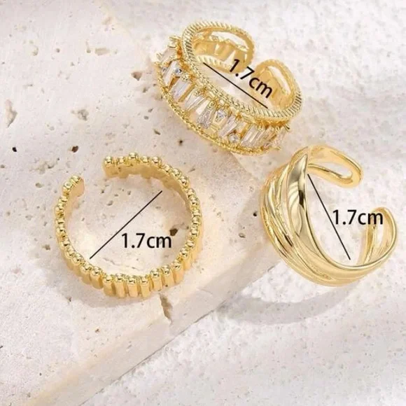 3 PCs gold plated rings - Picture 2 of 3